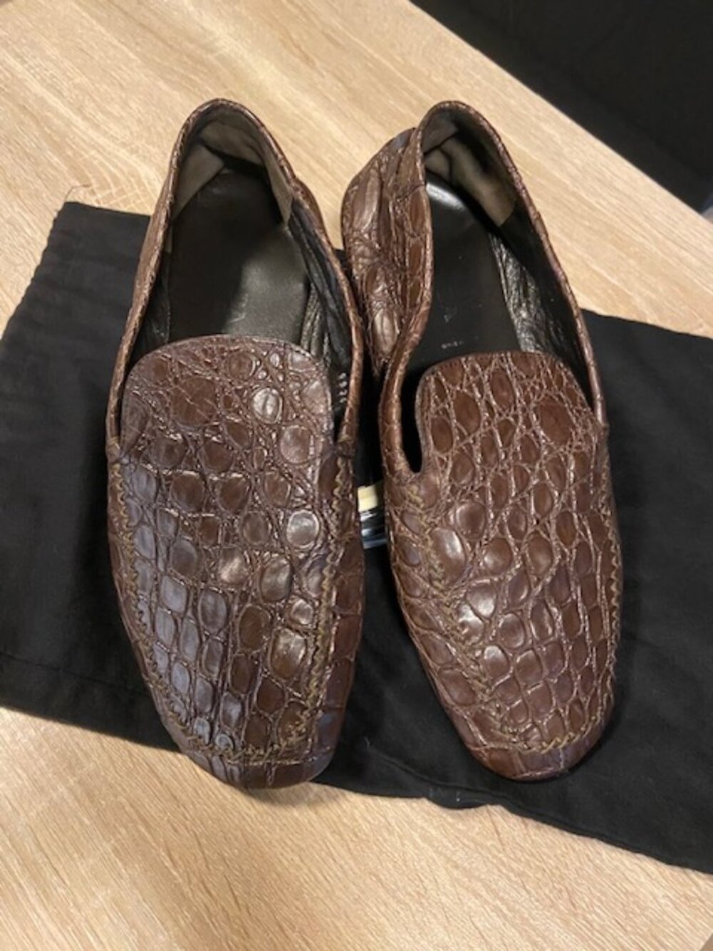 Prada crocodile-embossed leather slippers Men's 9